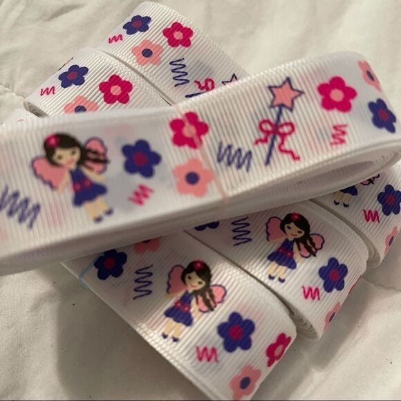 Grosgrain Ribbon 7/8” 5 yards yds 5/$20 NEW fairy flowers floral wand girl pink - Picture 2 of 5